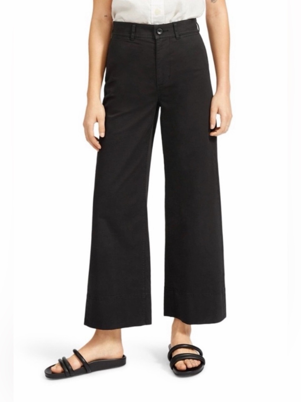 Everlane Lightweight Wide Leg Crop Chino Pants “Washed Black” High Rise 14 GUC